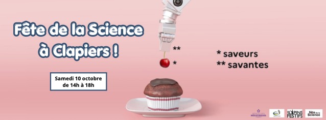 Affiche de la fête de la science avec le thème "saveurs savantes"